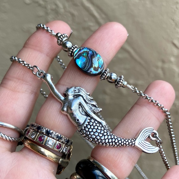 Mermaid abalone necklace . Double layer necklace with genuine blue abalone shell - Picture 10 of 15